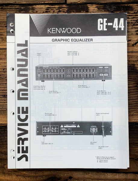 Kenwood GE-44 Equalizer  Service Manual *Original*