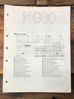 Yamaha K-960 Cassette  Service Manual *Original*