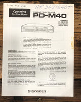 Pioneer PD-M40 CD Player Owners / User Manual *Original*