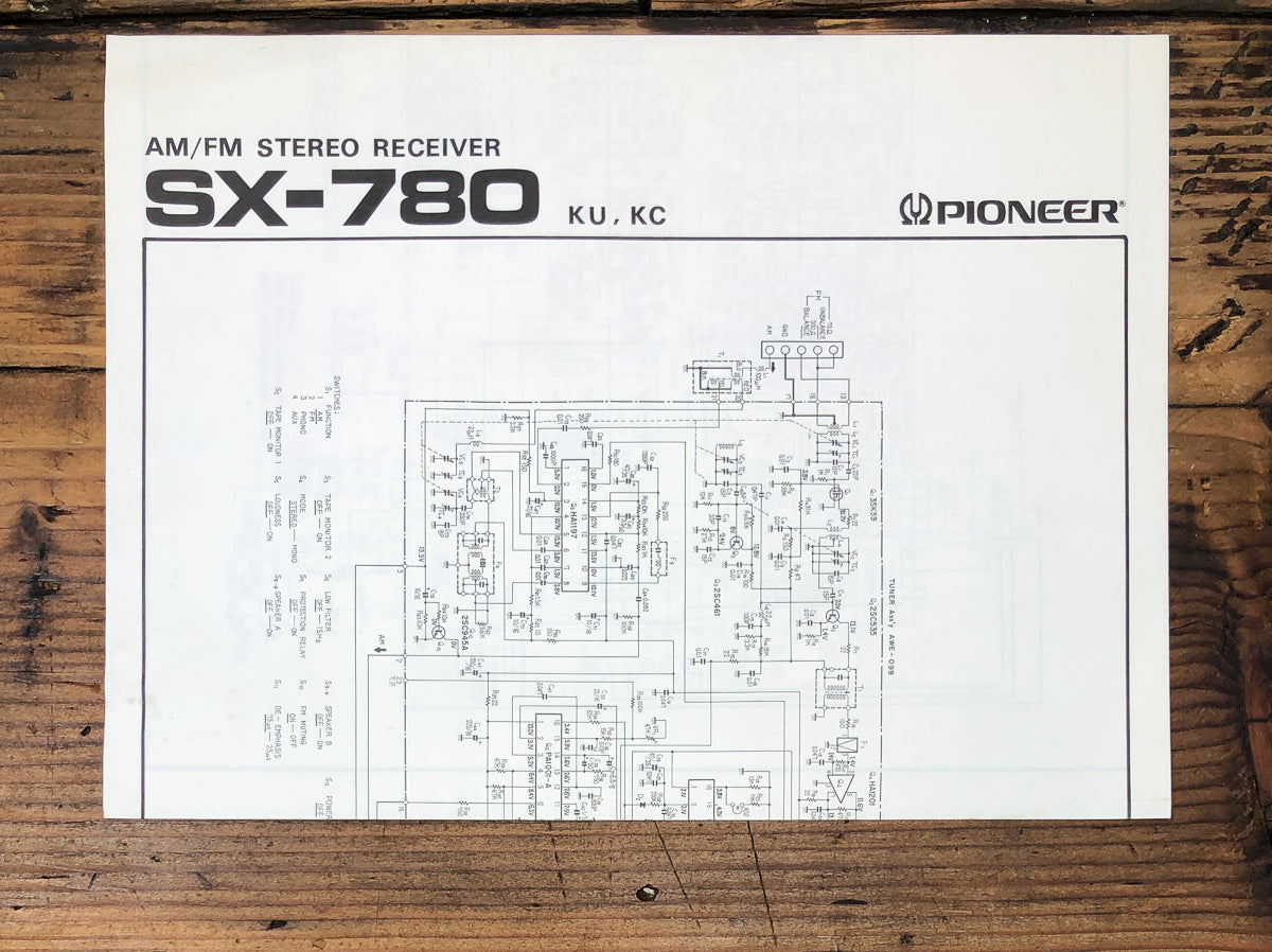 Pioneer SX-780 KU KC Receiver Fold Out Schematic *Original*