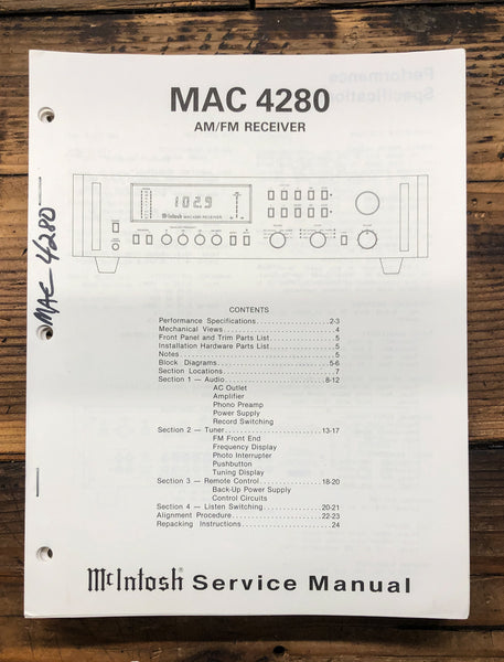 McIntosh MAC4280 MAC 4280 Receiver  Service Manual *Original*