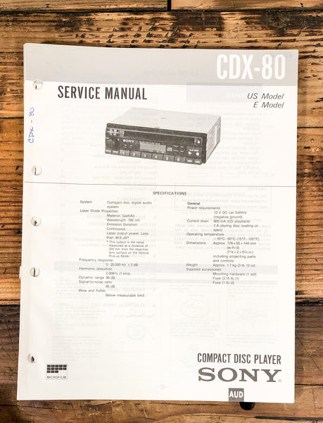 Sony CDX-80 CD Player  Service Manual *Original*