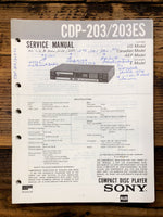 Sony CDP-203 CDP-203ES CD Player  Service Manual *Original*