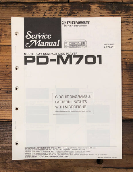 Pioneer PD-M701 CD Player  Service Manual *Original*