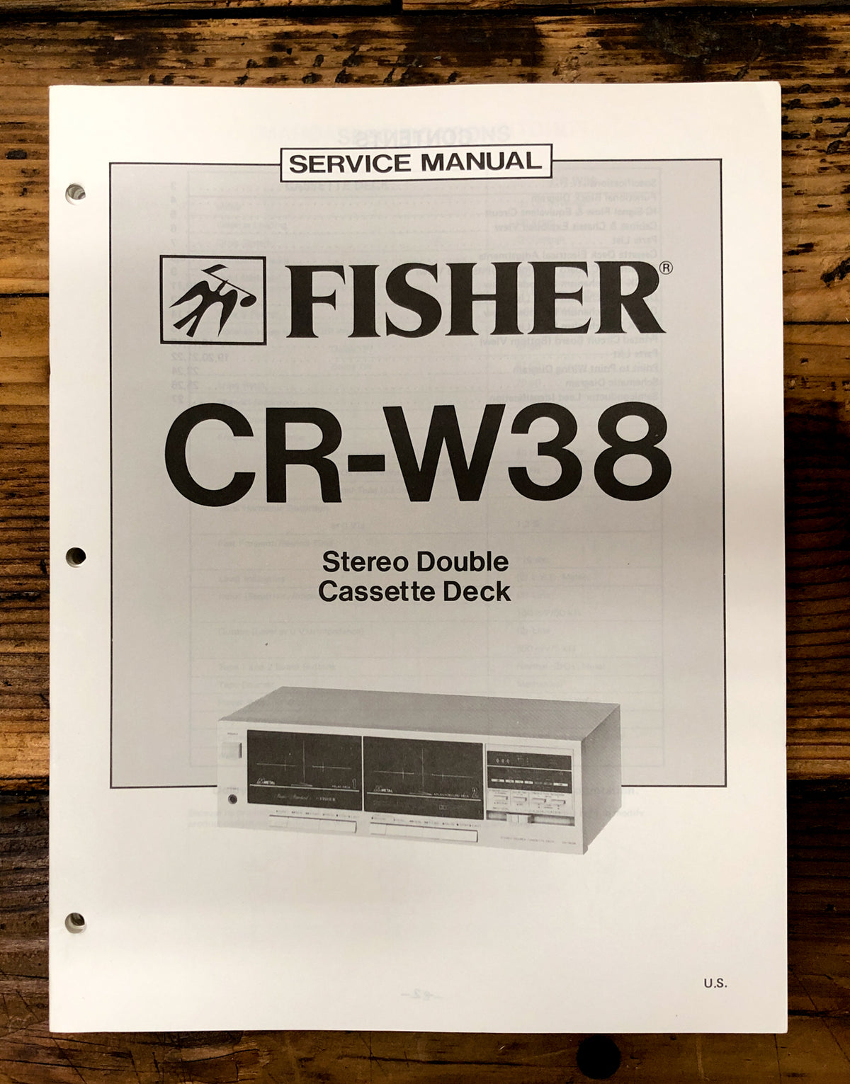 Fisher CR-W38 Cassette Deck  Service Manual *Original*