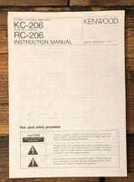 Kenwood KC-206 RC-206 Preamp / Preamplifier  Owner / User Manual *Original*