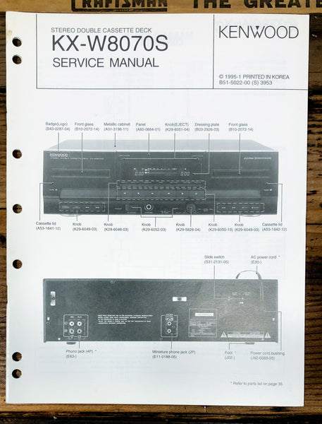 Kenwood KX-W8070S Cassette  Service Manual *Original*