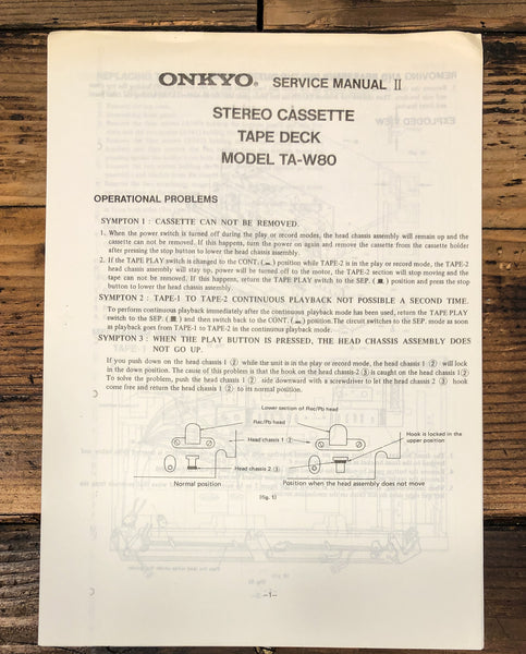 Onkyo TA-W80 Cassette Add.Service Manual *Original*