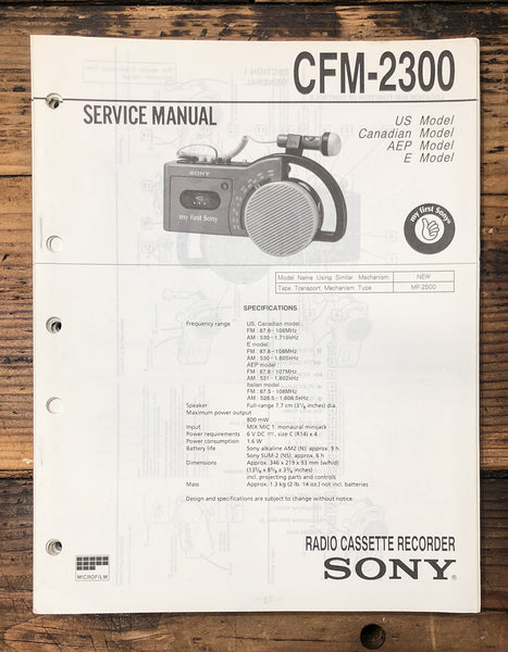 Sony CFM-2300 Radio Cassette  Service Manual *Original*