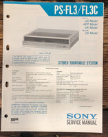 Sony PS-FL3 PS-FL3C Record Player / Turntable Service Manual *Original*