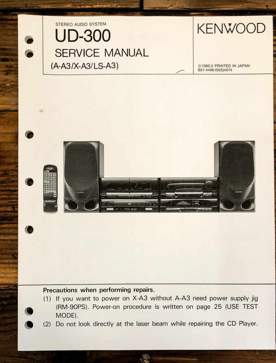 Kenwood UD-300 Stereo Service Manual *Original*