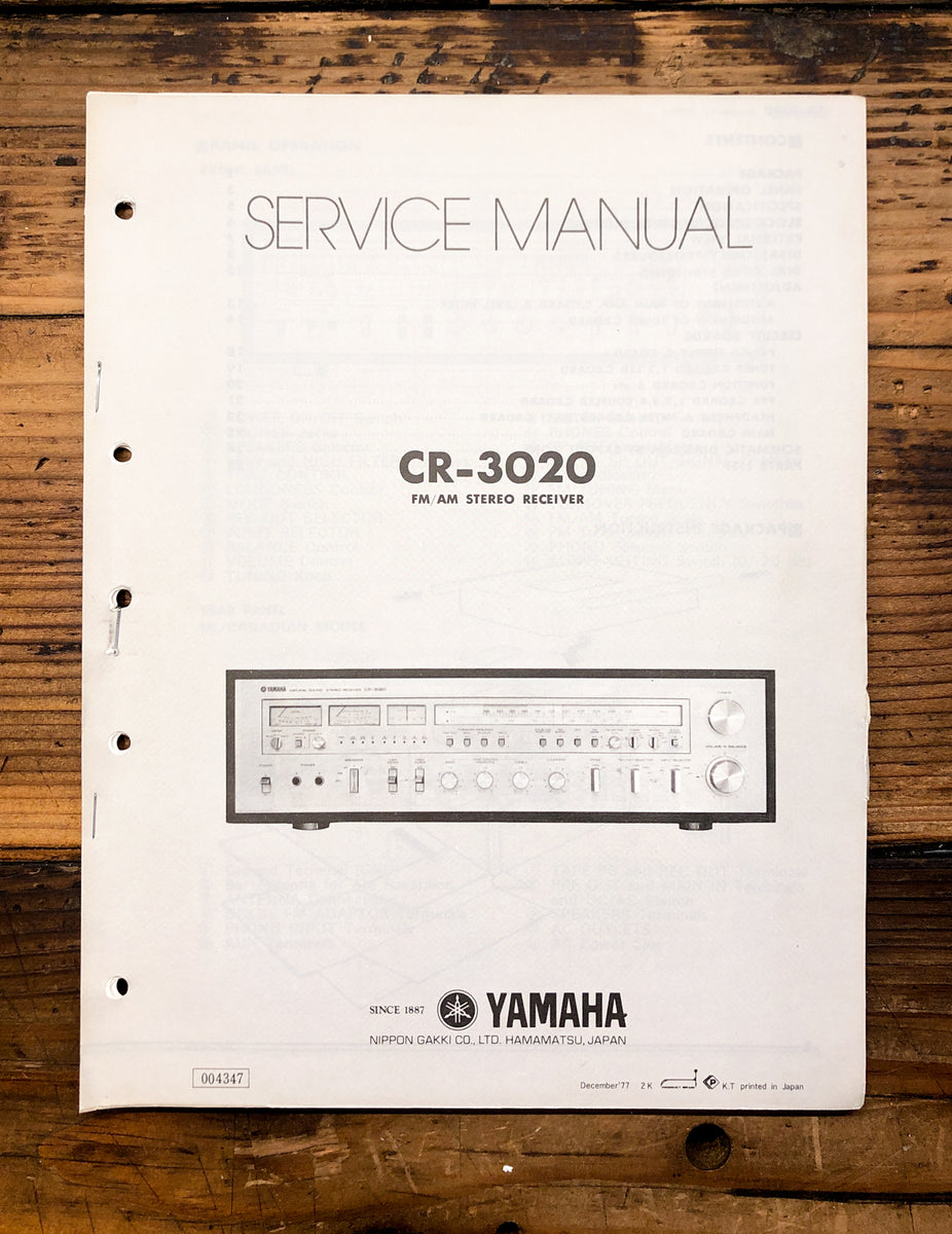 Yamaha CR-3020 Receiver Service Manual *Original* – Vintage Audio Store ...