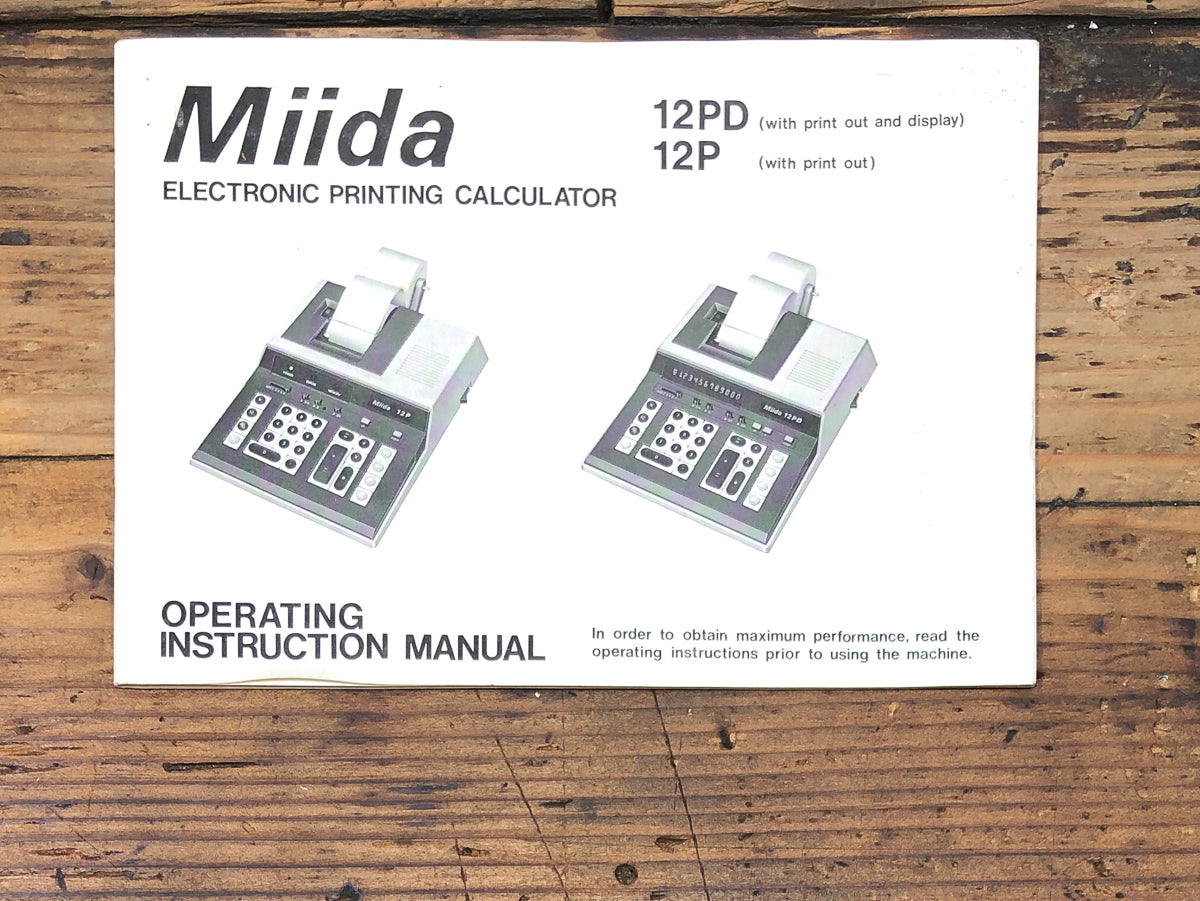 Miida Model 12P 12PD Calculator Owners / User Manual *Original*