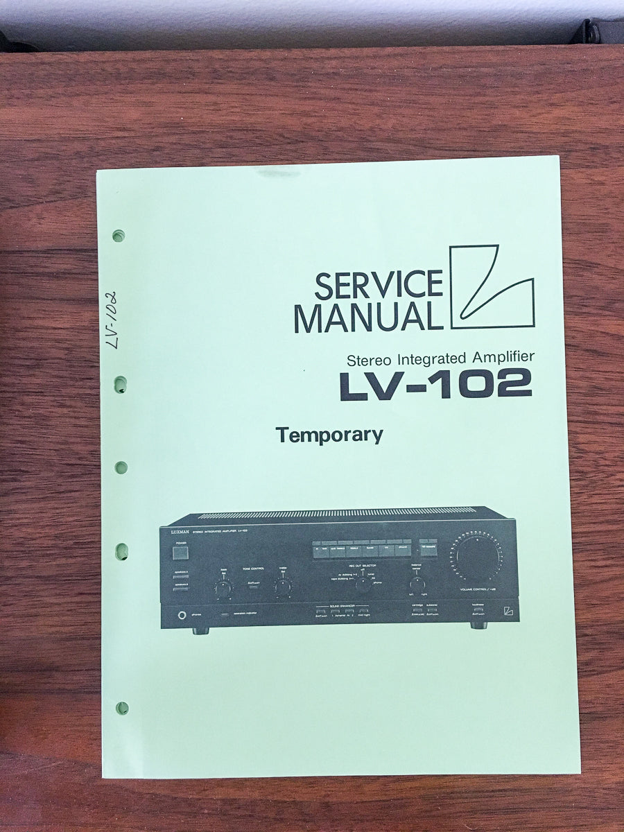 Luxman LV-102 Integrated Amplifier Temporary Service Manual *Original*