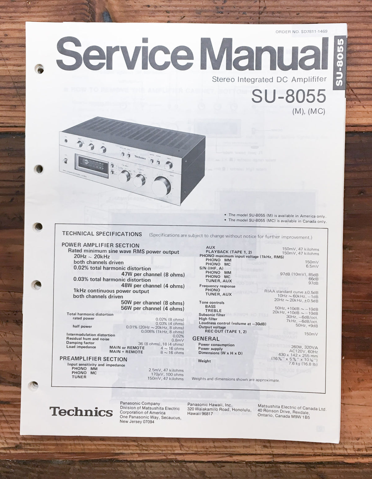 Technics SU-8055 Amplifier  Service Manual *Original*