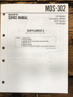Sony MDS-302 MD Recorder Supp. #2 Service Manual *Original*