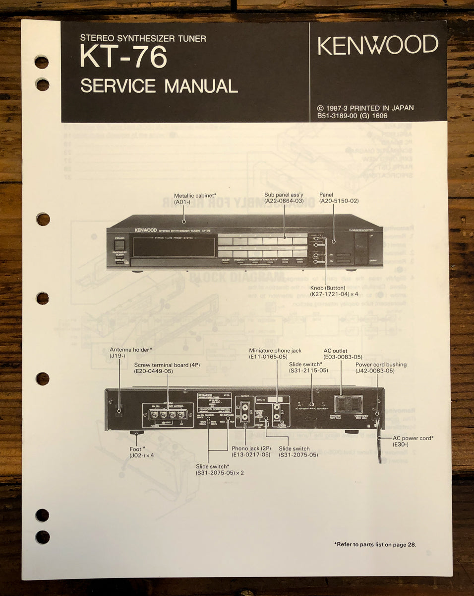 Kenwood KT-76 Tuner Service Manual *Original*
