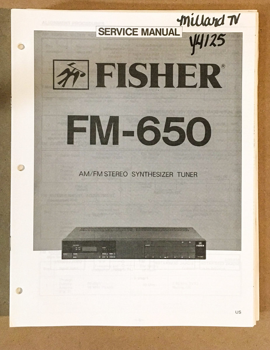 Fisher FM-650 Tuner Service Manual *Original*