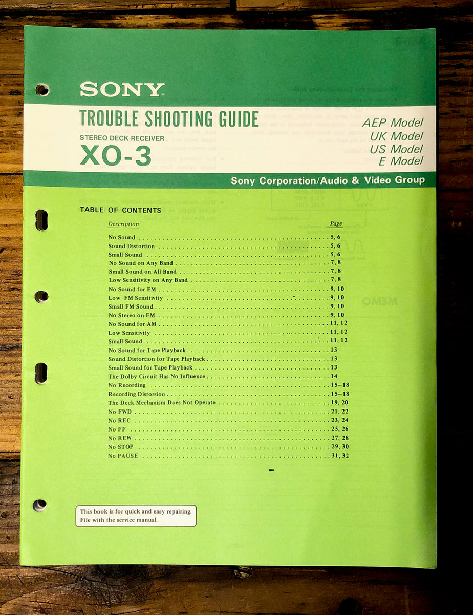 TV Service Manual *Original* Vintage Audio Store Vintage Service
