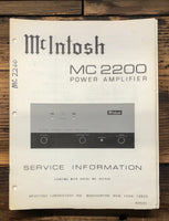 McIntosh MC2200 MC-2200 Amplifier  Service Manual *Original*