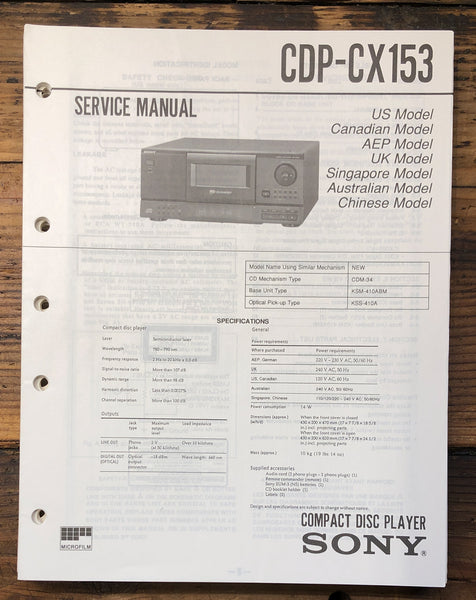 Sony CDP-CX153 CD Player  Service Manual *Original*