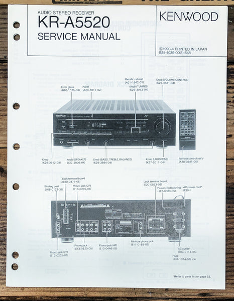 Kenwood KR-A5520 Receiver  Service Manual *Original*