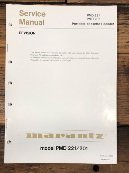 Marantz PMD221 PMD201 PMD-221 PMD-201   Service Manual *Original*