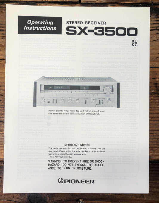 Pioneer SX-3500 Receiver Owners / User Manual *Original*