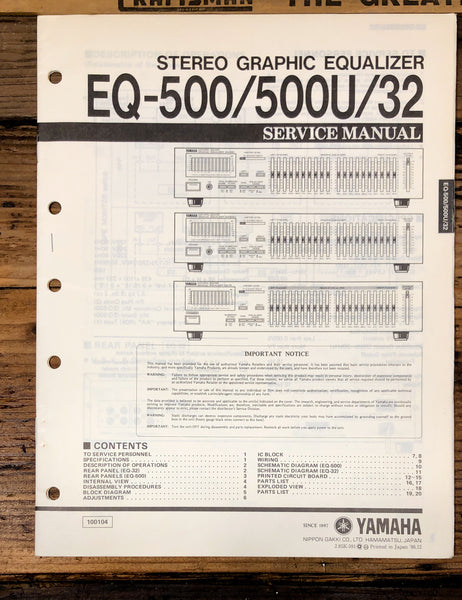 Yamaha EQ-500 EQ-500U EQ-32 Equalizer Service Manual *Original*
