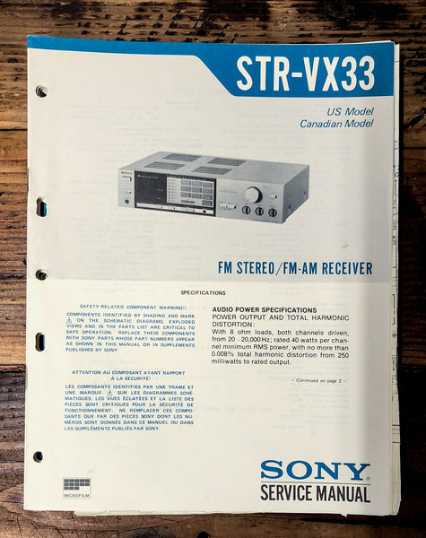 Sony STR-VX33 Receiver  Service Manual *Original*