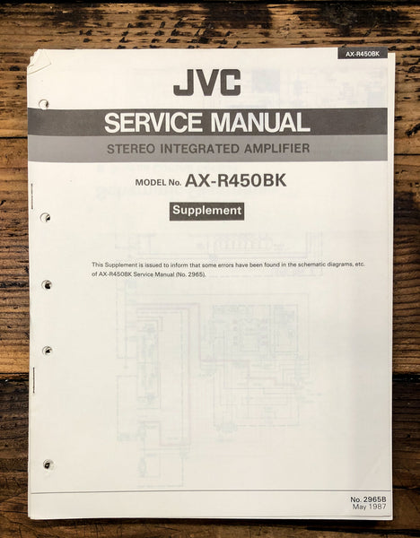 JVC AX-R450 BK Amplifier Supp. Service Manual *Original*