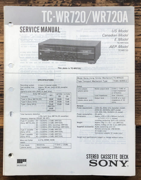 Sony TC-WR720 TC-WR720A Cassette  Service Manual *Original*