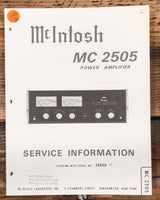 McIntosh MC2505 MC-2505 Amplifier  Service Manual *Original* #1