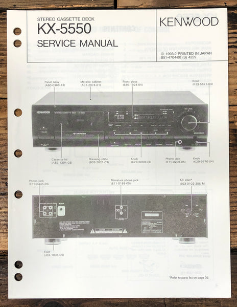 Kenwood KX-5550 Cassette Service Manual *Original*