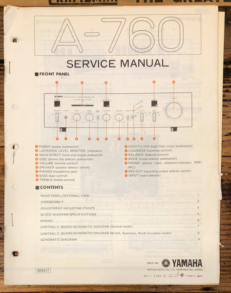 Yamaha A-760 Amplifier  Service Manual *Original*