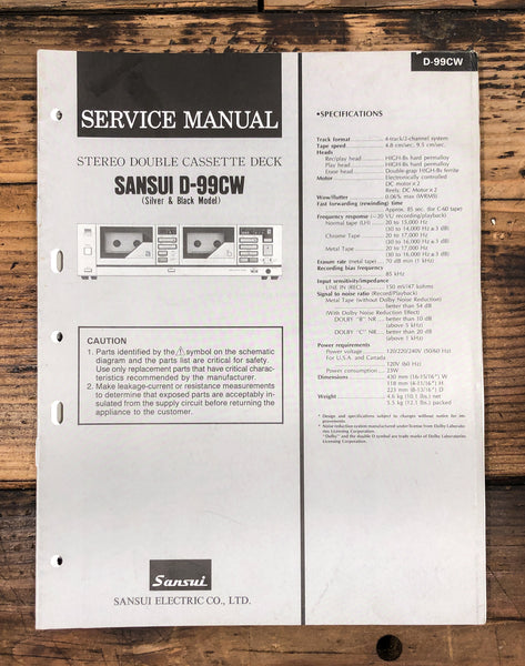 Sansui D-99CW Cassette  Service Manual *Original*