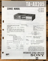 Sony TA-AX205 Amplifier  Service Manual *Original*