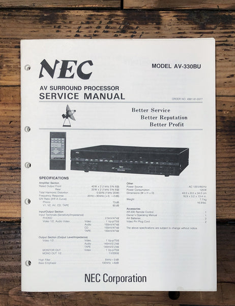 NEC AV-330 AV-330BU AV Center  Service Manual *Original*