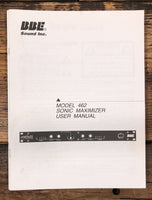 BBE Sounc Inc. Model 462 Sonic Maximizer  Owner / User Manual *Original*