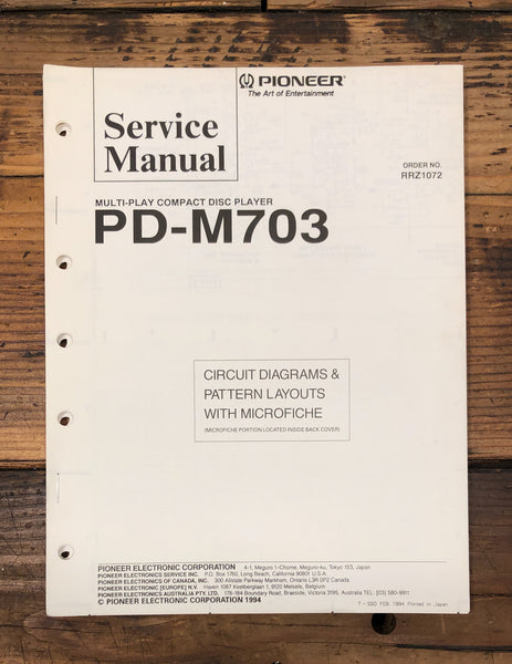 Pioneer PD-M703 CD Player  Service Manual *Original*