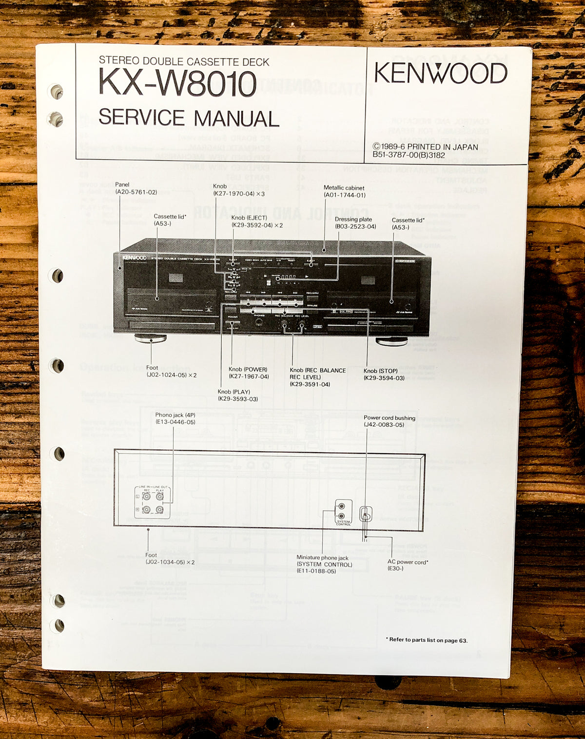 Kenwood KX-W8010 Cassette  Service Manual *Original*