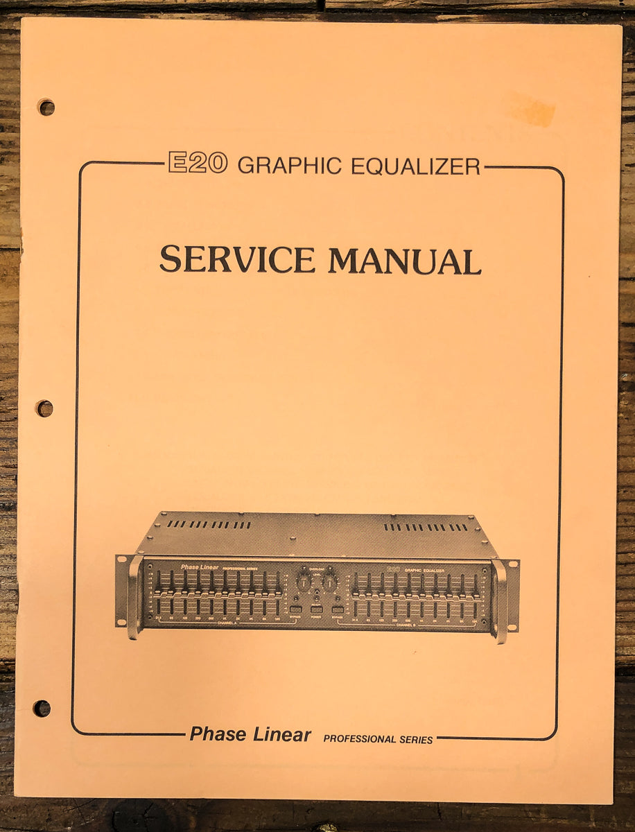 Phase Linear E 20 E-20 Equalizer Service Manual *Original*