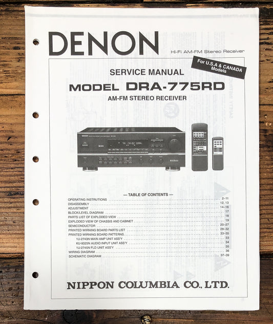 Denon DRA-775RD Receiver Service Manual *Original*