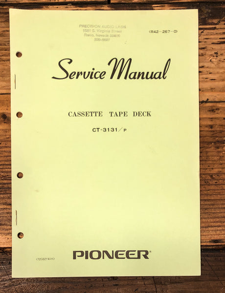 Pioneer CT-3131 Cassette Service Manual *Original*