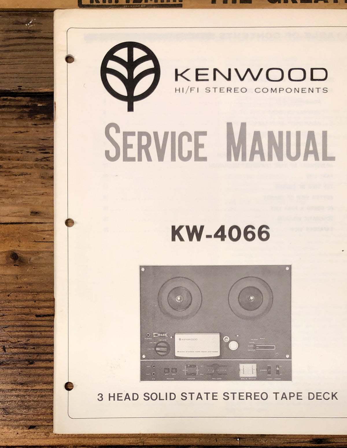 Kenwood KW-4066 Reel to Reel  Service Manual *Original*