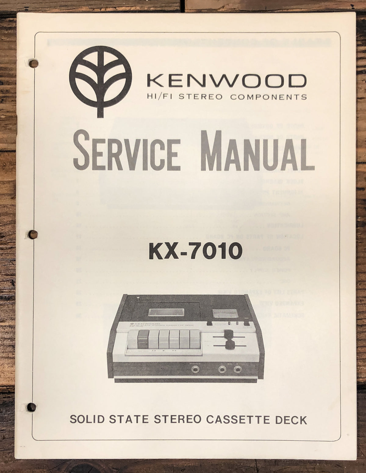 Kenwood KX-7010 Cassette Service Manual *Original*