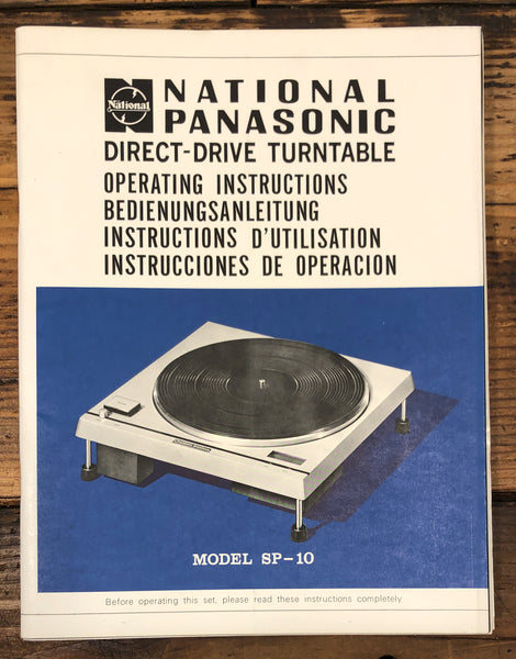 National Panasonic SP-10 Record Player / Turntable  Service Manual *Original*