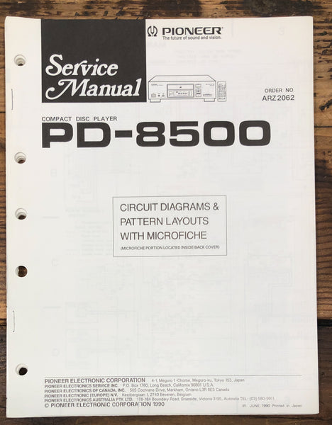 Pioneer PD-8500 CD Player  Service Manual *Original*