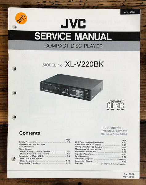 JVC XL-V220 XL-V220BK CD Player  Service Manual *Original*