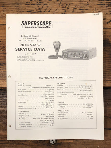 Superscope CBR-40 CB Transceiver  Service Manual *Original*